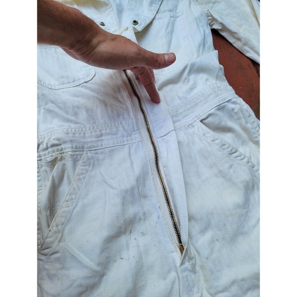 Vintage Sledge’s WHITE Coveralls Workwear 1950 Sanforized 60s Railroad TALON ZIP - Picture 6 of 16